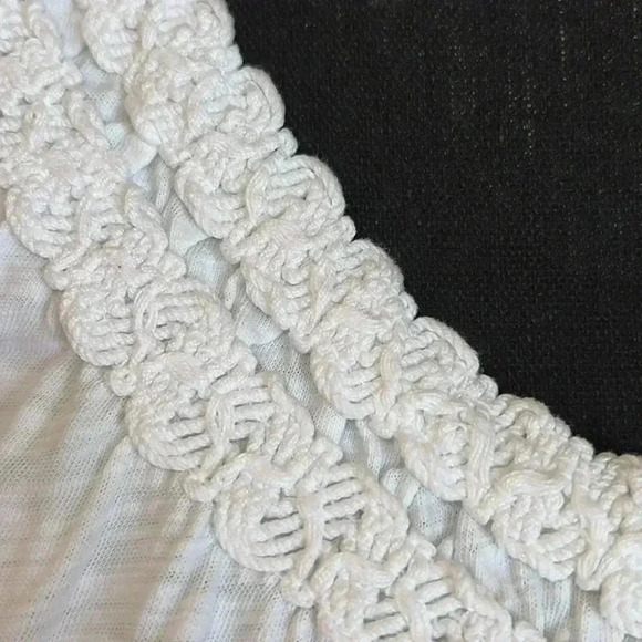 JM Collection Women’s 100% Crisp Summer White T-Shirt with Crochet Neckline - Picture 9 of 11